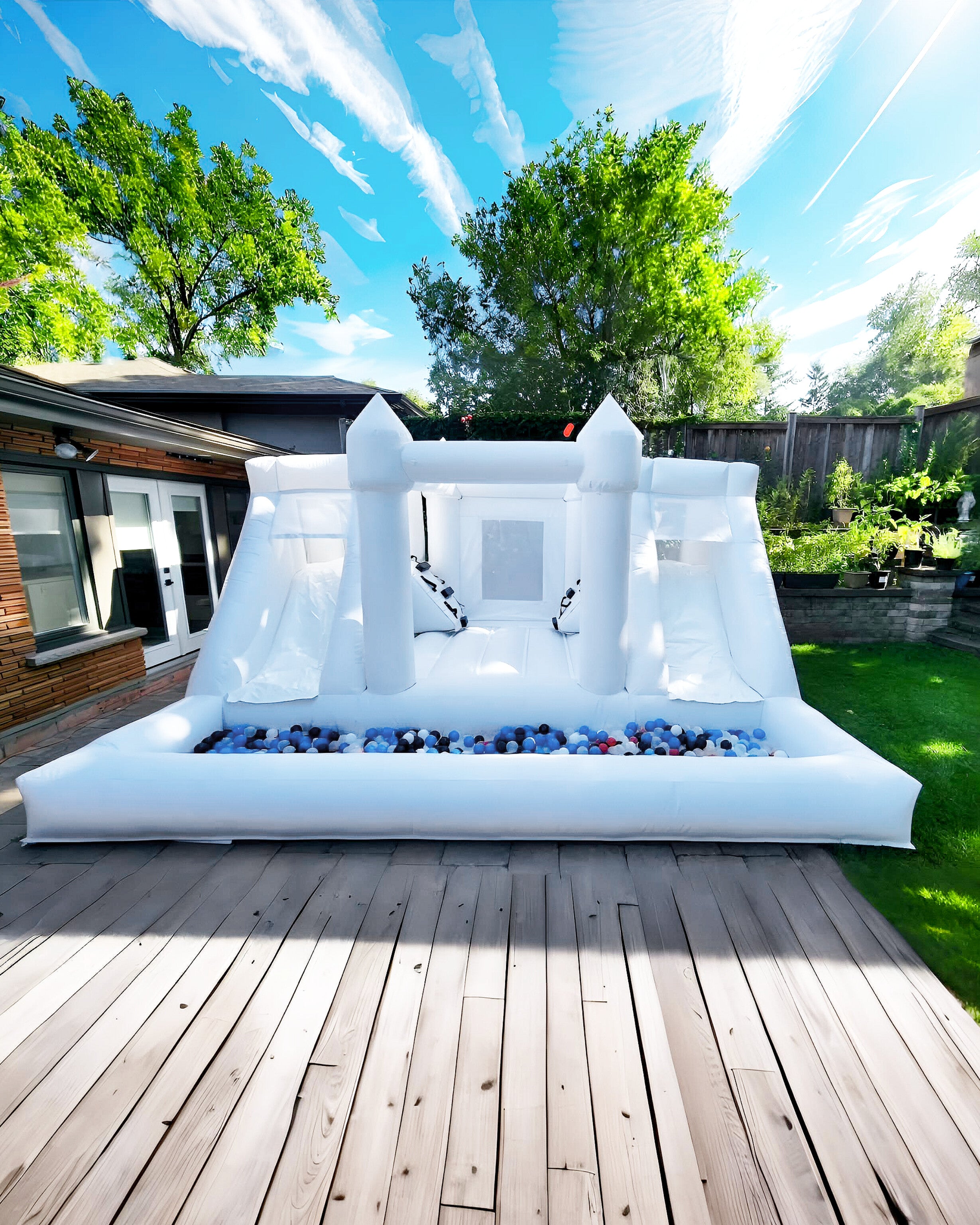 17ft Double Slide Bouncy Castle with attached Ballpit