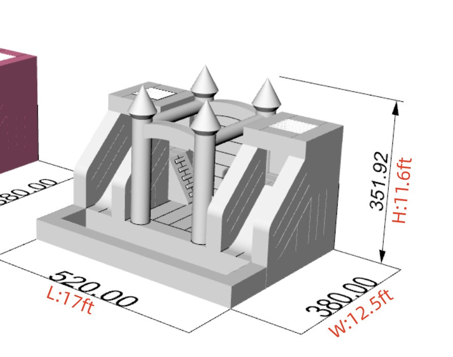 17ft Double Slide Bouncy Castle with attached Ballpit