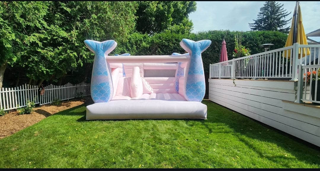 14ft Mermaid Bouncy Castle with Slide & Attached Ball Pit