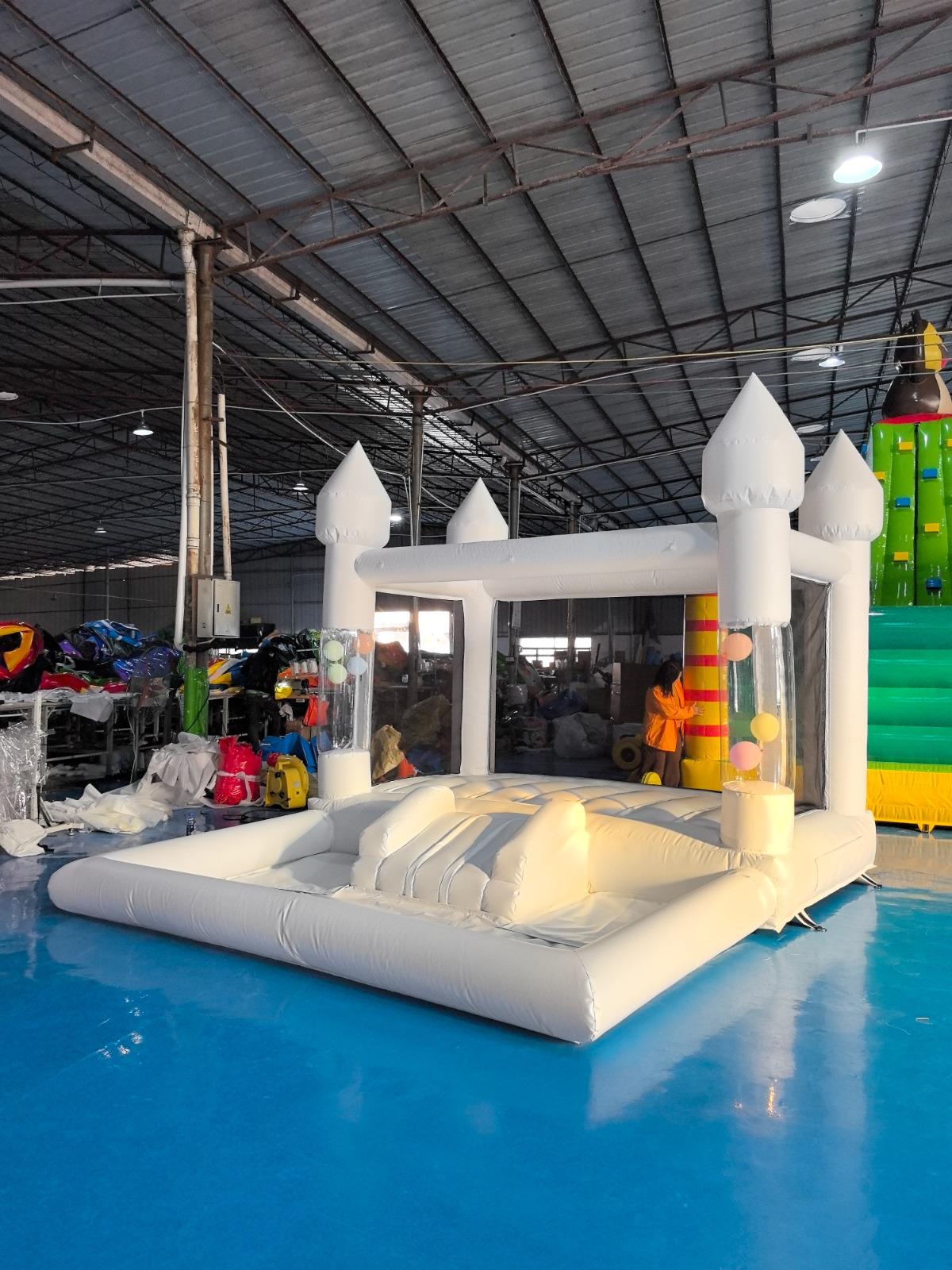 10ft White Balloon Pillar Bounce House with Ballpit